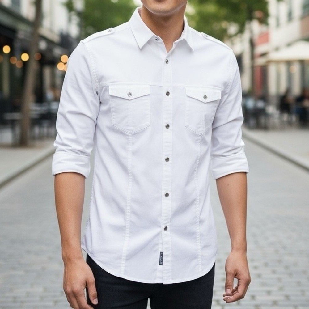 NWT Men's INC International Concepts White‎ Button Up Dress Shirt Size Large